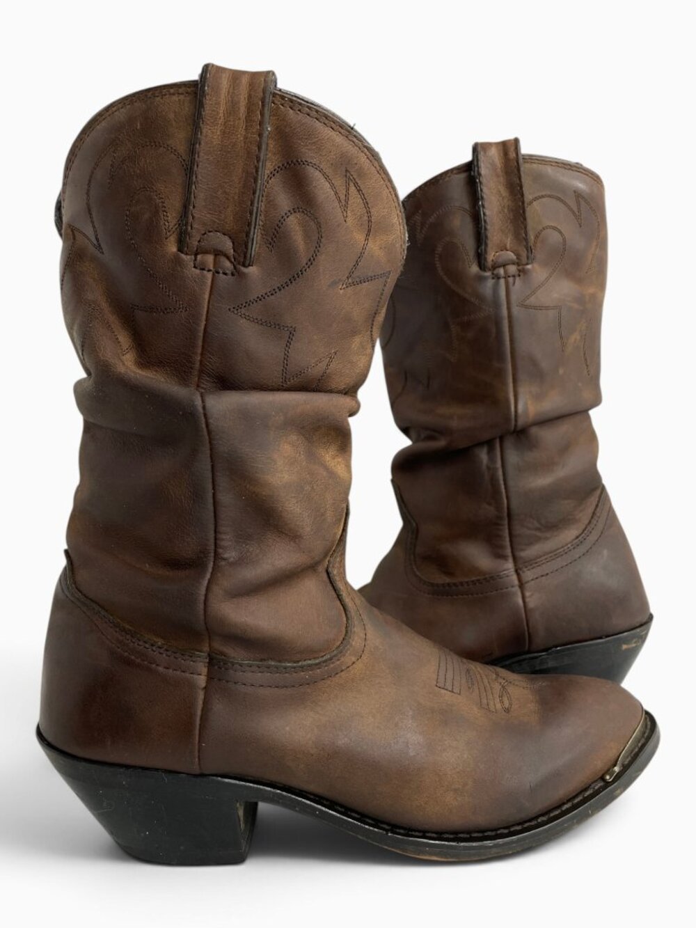 Durango Brown Leather Slouch Western Cowboy Cowgirl Moto Boots Women's 8.5 M